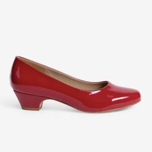 Comfortview Vida Red Patent Low Block Heel Pumps for Women Size 10W